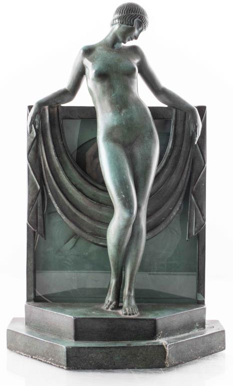 ART DECO STYLE BRONZE FIGURAL TABLE