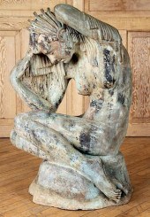 ART DECO STYLE BRONZE SEATED W