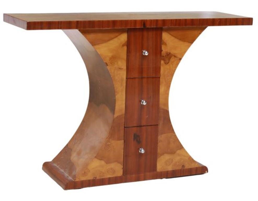 ART DECO STYLE BURLWOOD CONSOLE