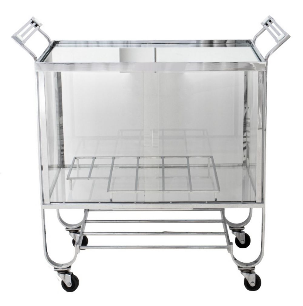 ART DECO STYLE CHROME & GLASS BAR