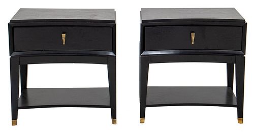 ART DECO STYLE EBONIZED BEDSIDE END