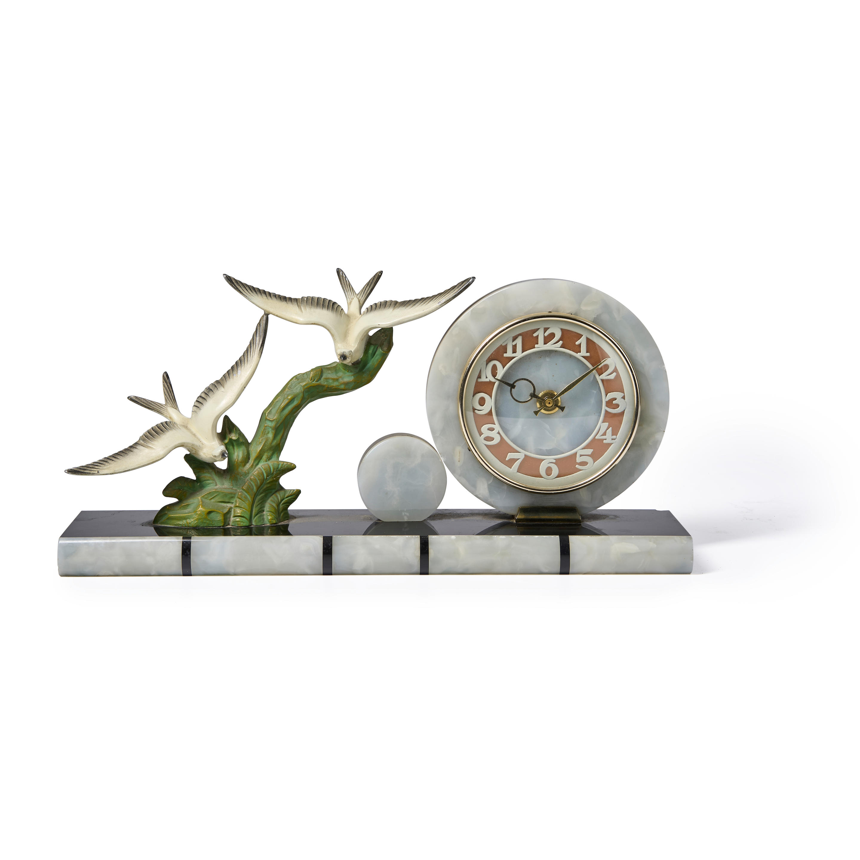 ART DECO-STYLE FAUX MARBLE MANTLE
