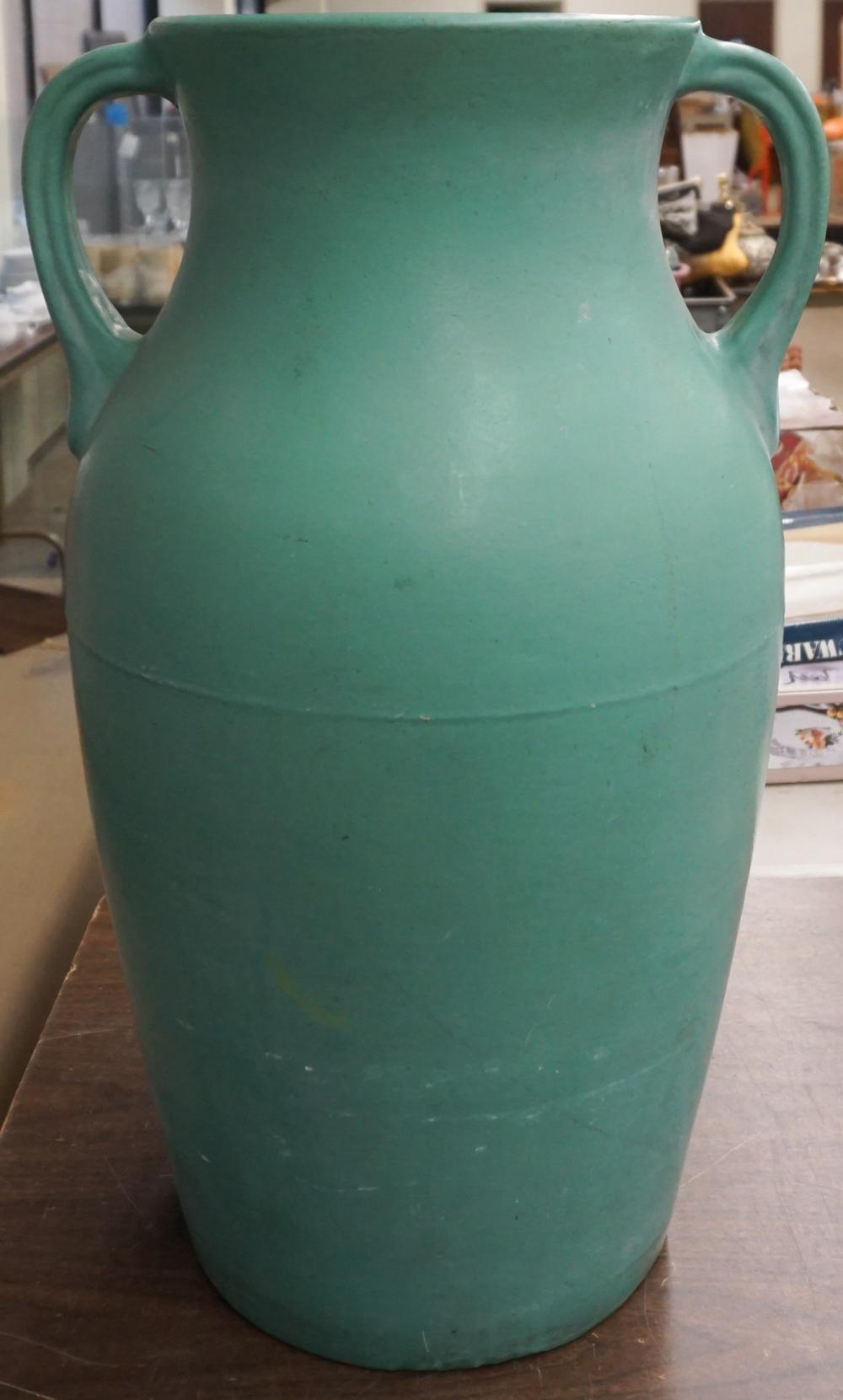 ART DECO STYLE GREEN GLAZED ART