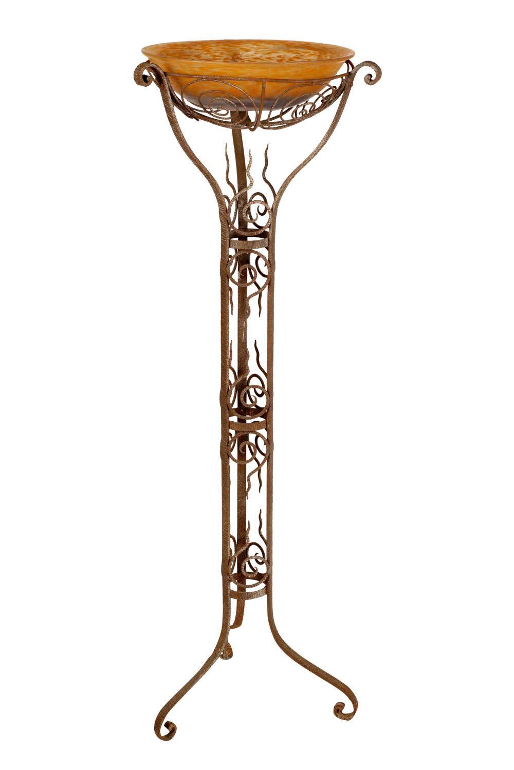 ART DECO STYLE IRON & ART GLASS