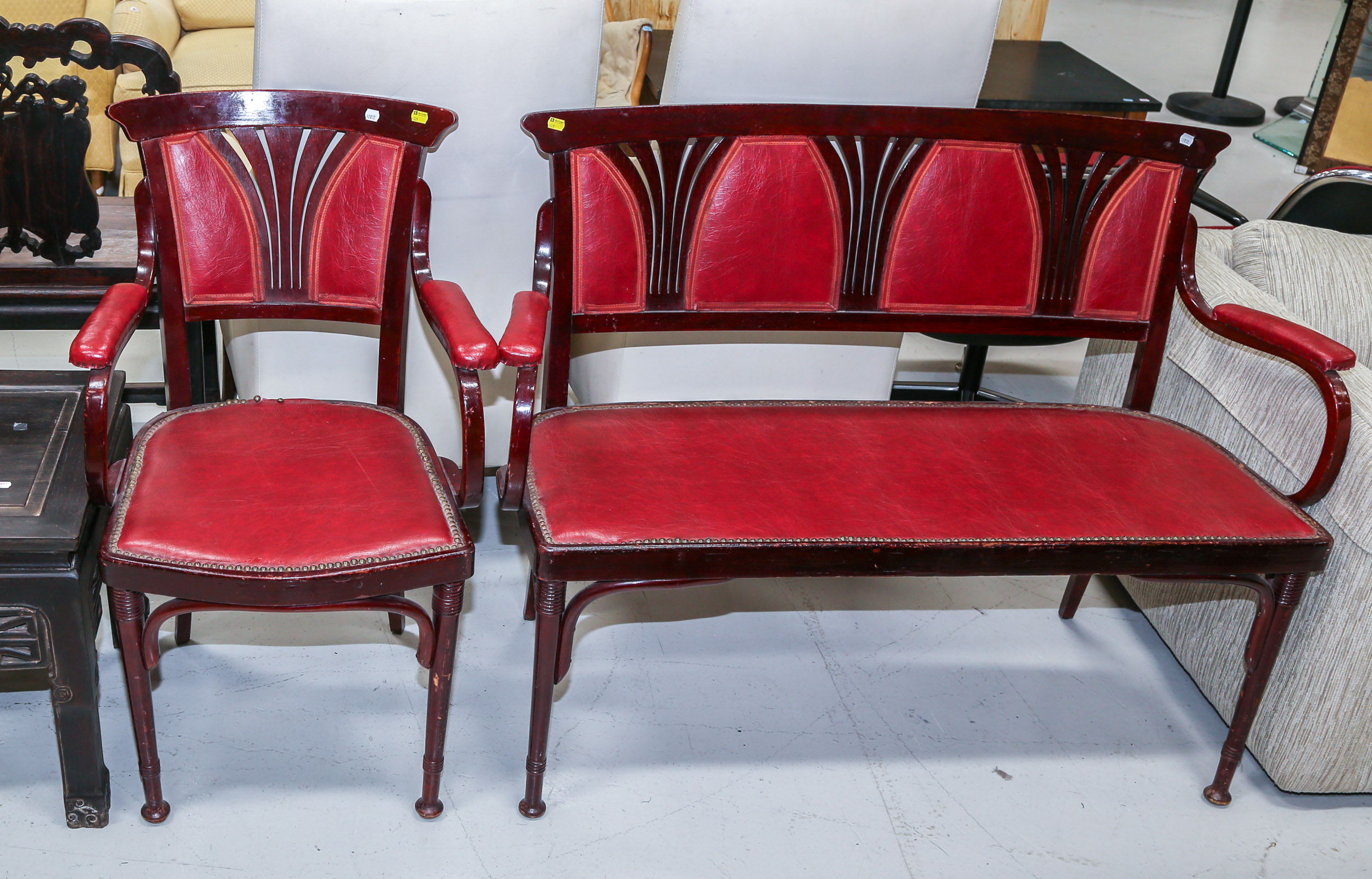 ART DECO STYLE LOVE SEAT & ARMCHAIR