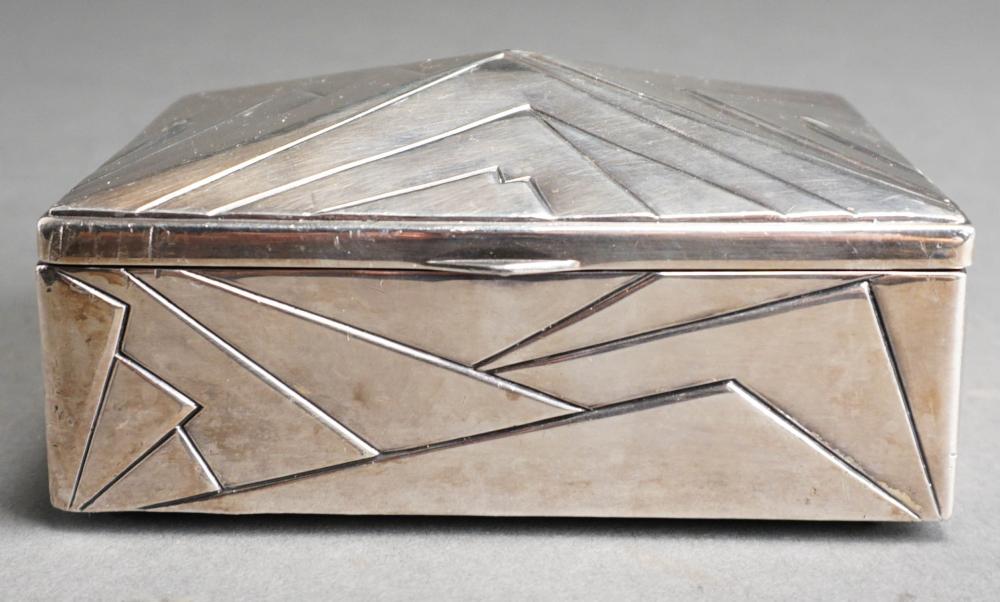 ART DECO STYLE METAL BOX, SIGNED JB