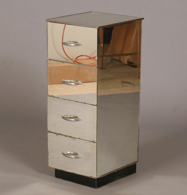 Art deco style mirrored chest; four
