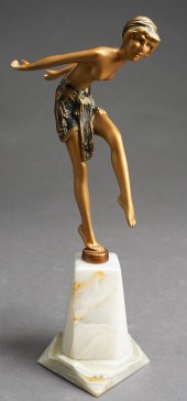 ART DECO STYLE PATINATED METAL