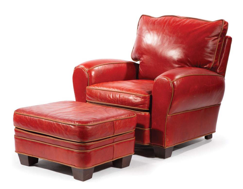 ART DECO-STYLE RED LEATHER CHAIR