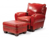 ART DECO-STYLE RED LEATHER CHA