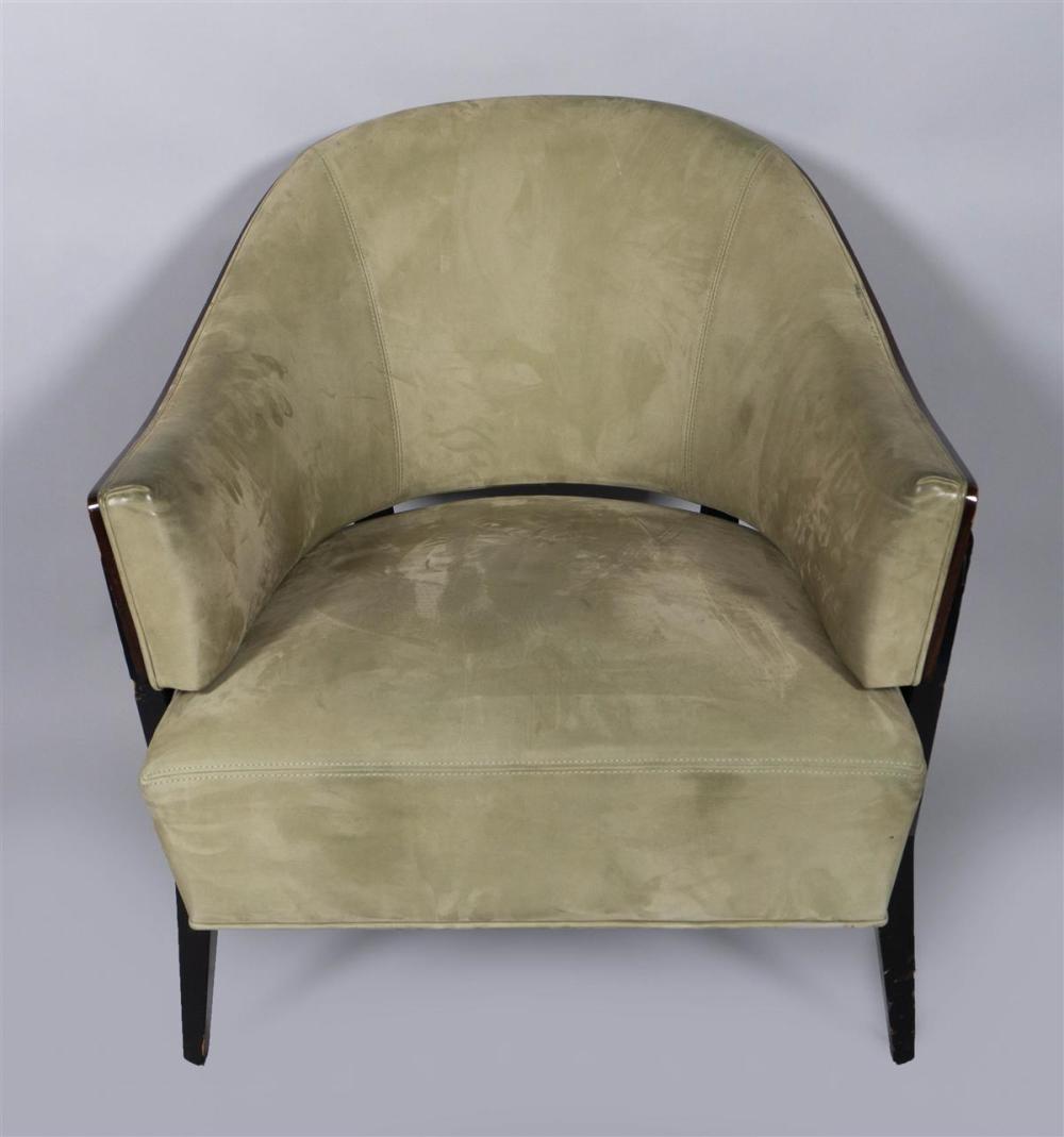 ART DECO STYLE SUEDE ARMCHAIR,