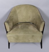 ART DECO STYLE SUEDE ARMCHAIR,