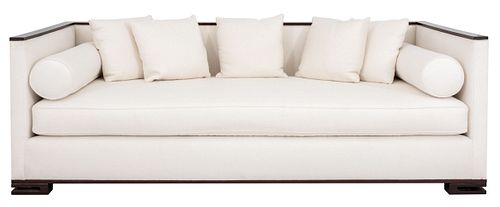ART DECO STYLE UPHOLSTERED MAHOGANY