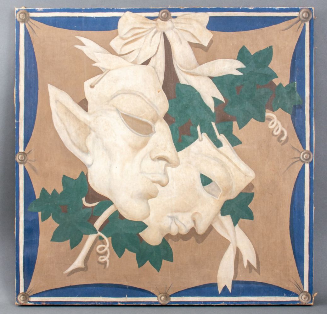 ART DECO THEATER MASKS & IVY OIL ON