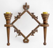 ART DECO TWO LIGHT WROUGHT IRO
