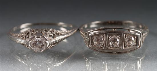 Art Deco unmarked white gold and