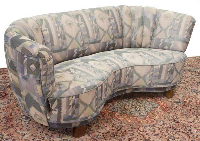 ART DECO UPHOLSTERED SHELL-BACK