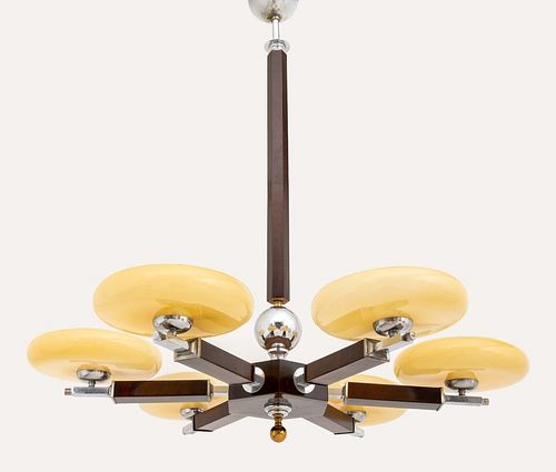 ART DECO WALNUT AND CHROME