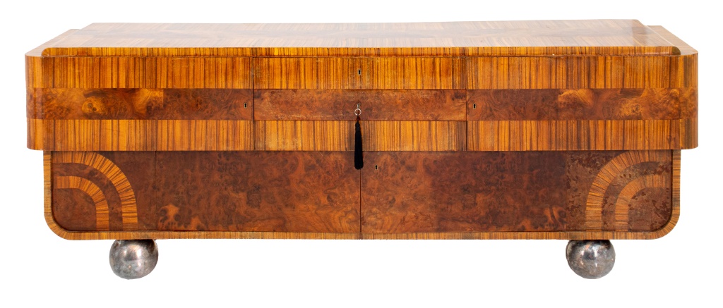 ART DECO WALNUT AND WALNUT BURLWOOD