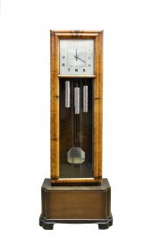 ART DECO WALNUT TALL CASE CLOC