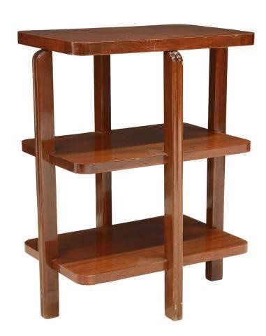 ART DECO WALNUT THREE-TIER SIDE