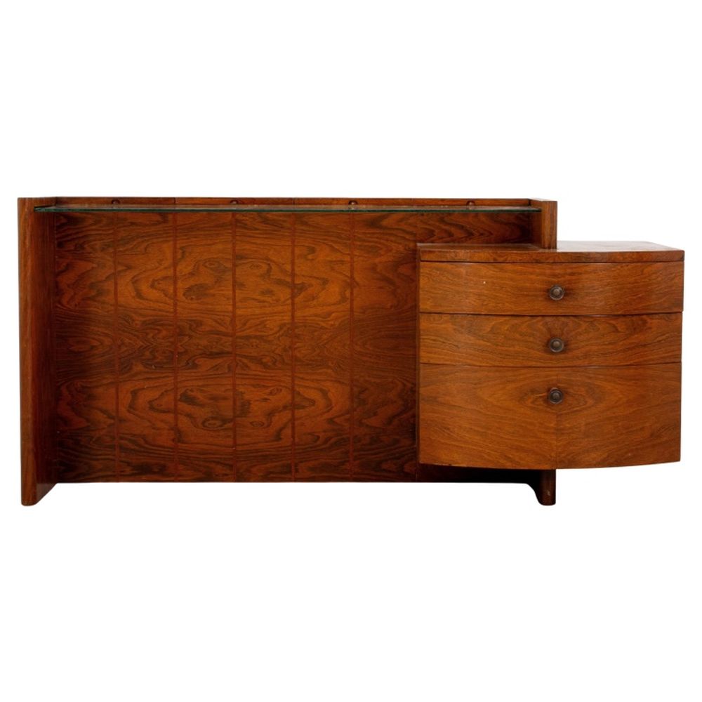 ART DECO WALNUT VANITY TABLE, 1940S