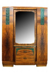 ART DECO WALNUT WARDROBE CABIN