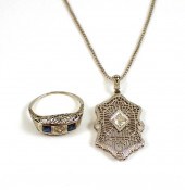 ART DECO WHITE GOLD FILIGREE R