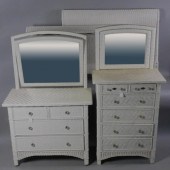 ART DECO WICKER BEDROOM SET, C