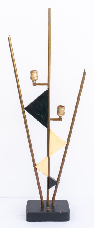ART DECO WOOD AND BRASS TABLE