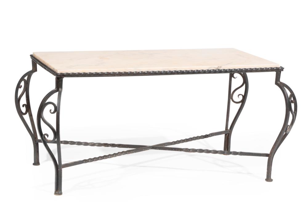 ART DECO WROUGHT IRON AND ONYX