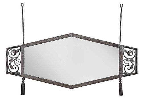 ART DECO WROUGHT IRON MIRRORearly