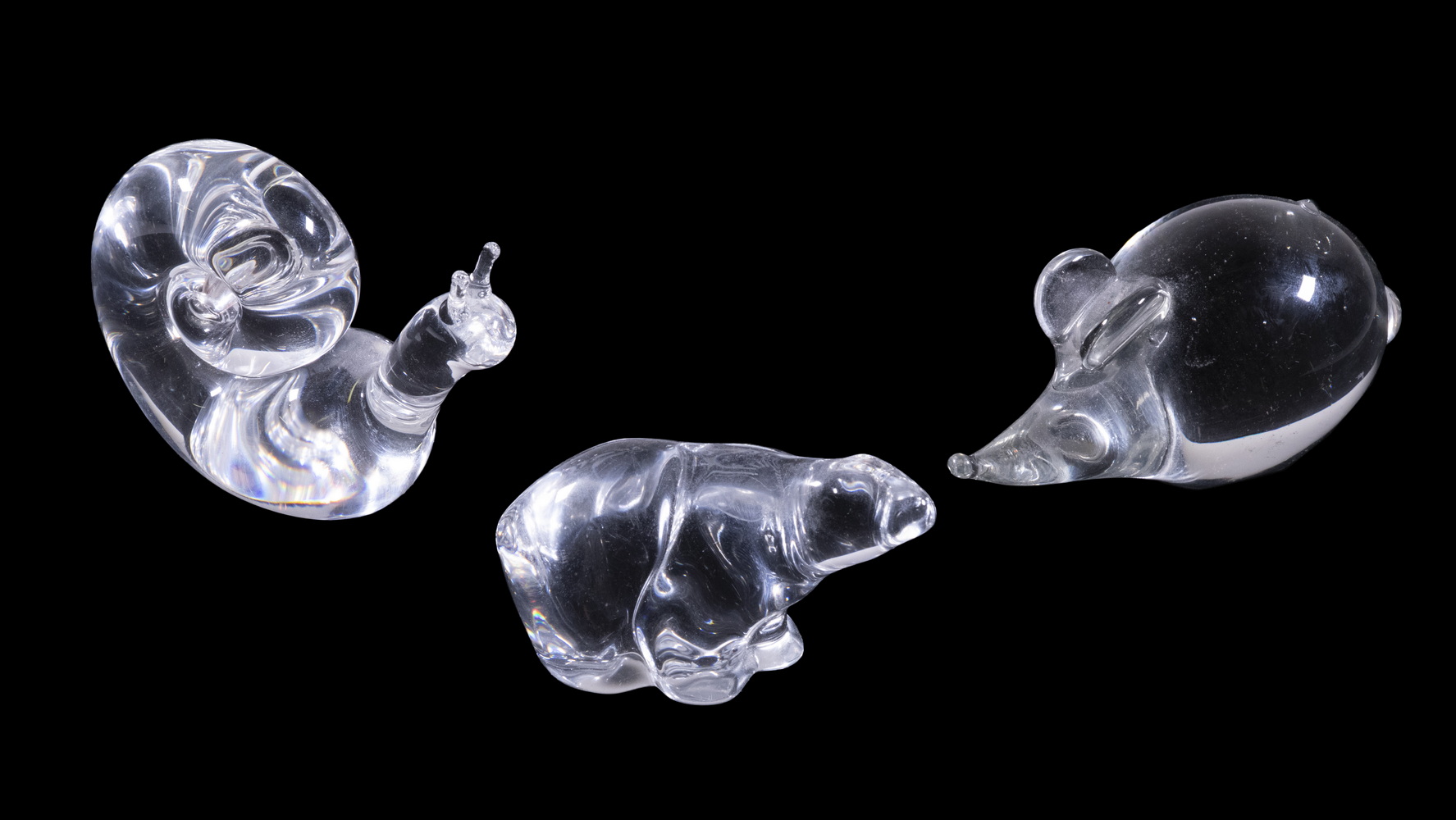 ART GLASS ANIMAL FIGURES Lot of (3)