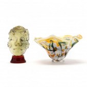 ART GLASS BOWL AND SAND CAST G