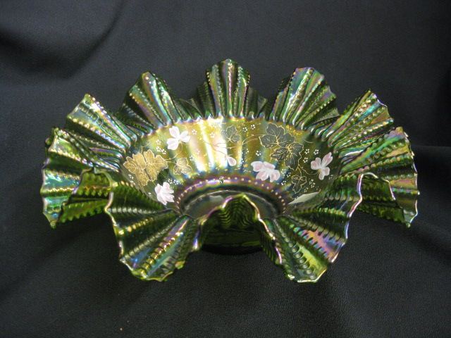Art Glass Brides Bowl enameled