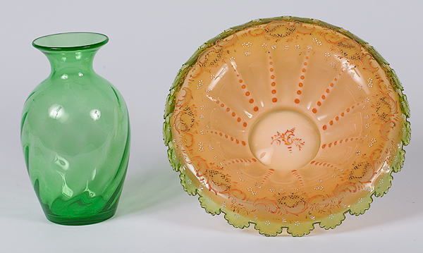 Art Glass Enameled Bowl Plus 20th