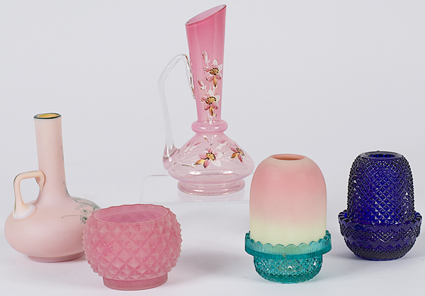 Art Glass Ewers and Fairy Lamps