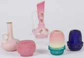 Art Glass Ewers and Fairy Lamp