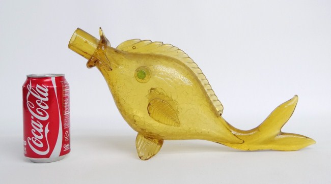 Art glass fish bottle. 16'' Length.