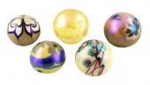 ART GLASS: FIVE IRIDESCENT PAP