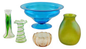 ART GLASS: FIVE PIECES OF 20TH