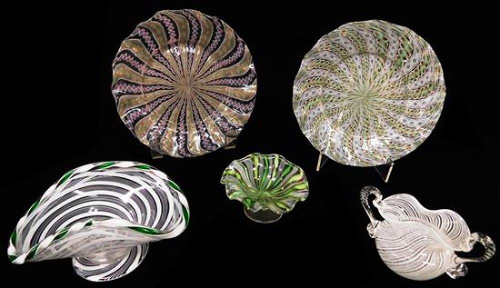 ART GLASS: FIVE PIECES OF