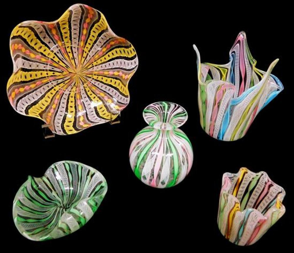 ART GLASS: FIVE PIECES OF