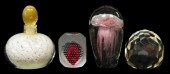 ART GLASS: FOUR CLEAR PAPERWEI