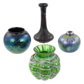 ART GLASS: FOUR SMALL IRIDESCE