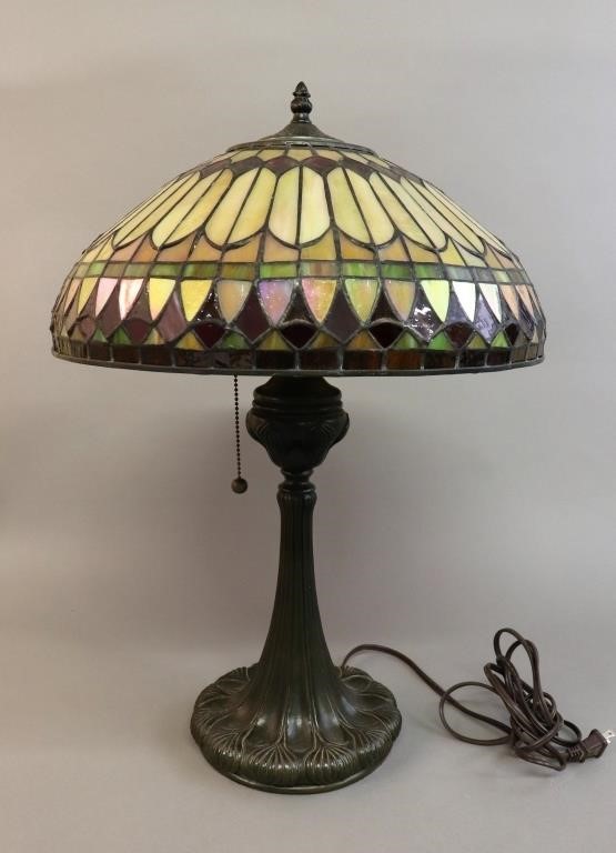 Art glass lamp by Quoizel Inc.,