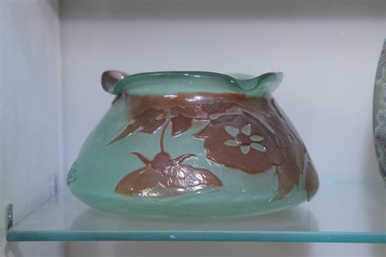 ART GLASS LOW BOWL. Opalescent
