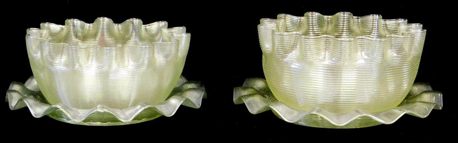 ART GLASS: PAIR OF THREADED