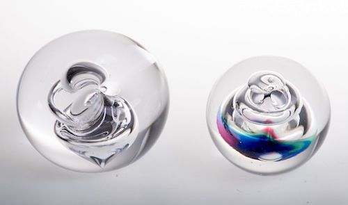 ART GLASS PAPERWEIGHTSTwo art glass