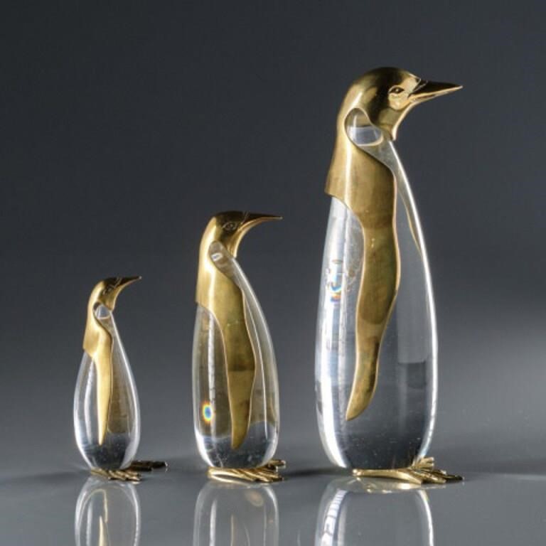 ART GLASS PENGUINSA good set of 3